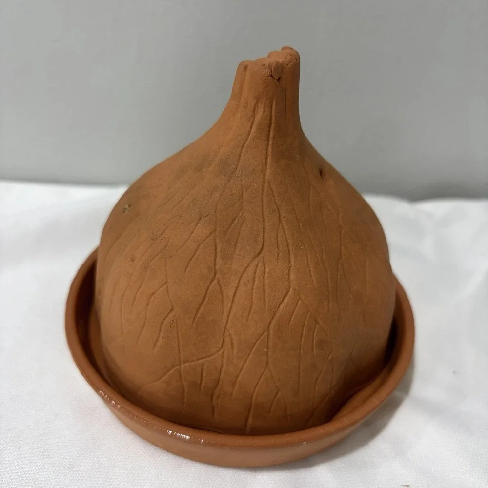 Rowoco Terra Cotta Garlic Roaster Baker Cooker‎ & Keeper Storage Set Vintage